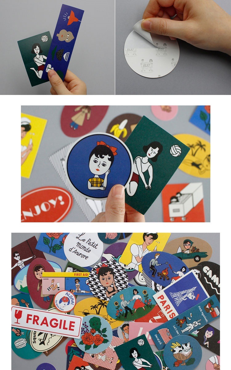 Qoo10 Oohlala 1537 韓国 50 Stickers Ver 3 50枚セット シール ステッカー 丸 ラベル ブランド おしゃれ キャラクター おもしろ かわいい スマホ スーツケース