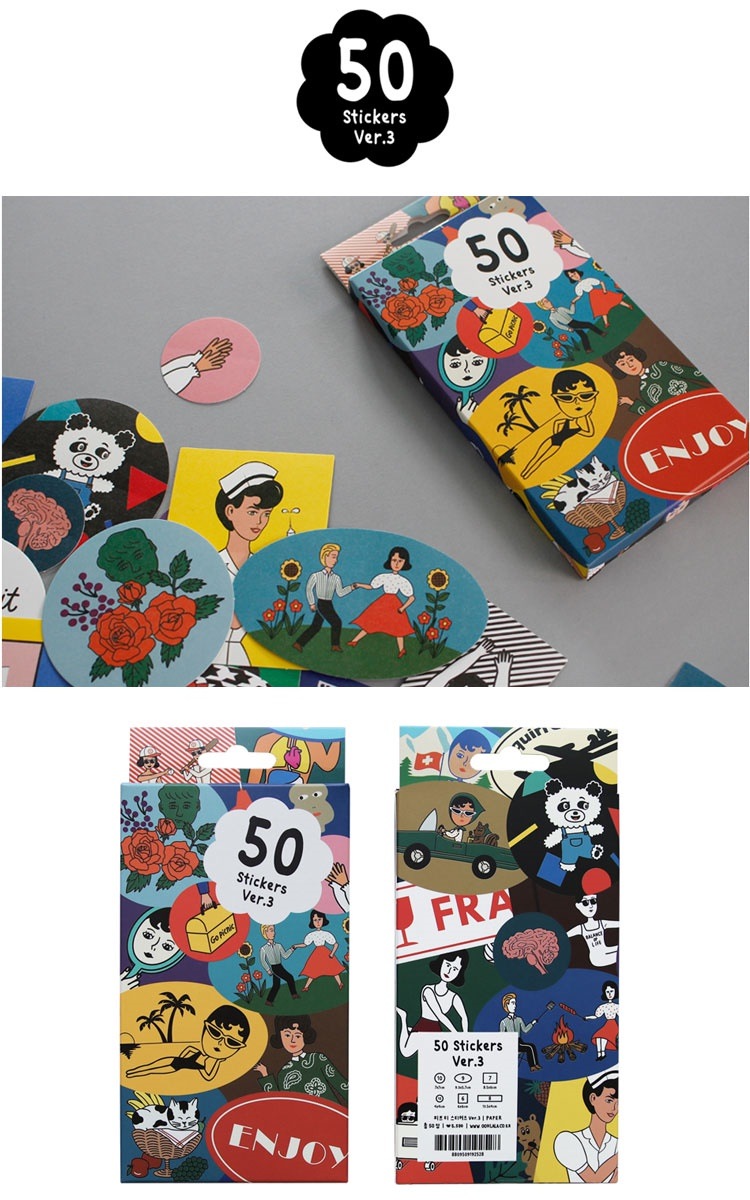 Qoo10 Oohlala 1537 韓国 50 Stickers Ver 3 50枚セット シール ステッカー 丸 ラベル ブランド おしゃれ キャラクター おもしろ かわいい スマホ スーツケース