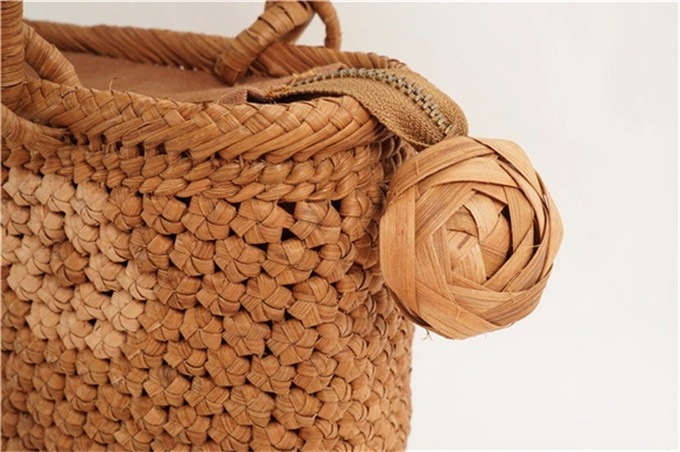 六角花結び編み 山葡萄 かごバッグ 着物 籠 バッグ 蔓 バック