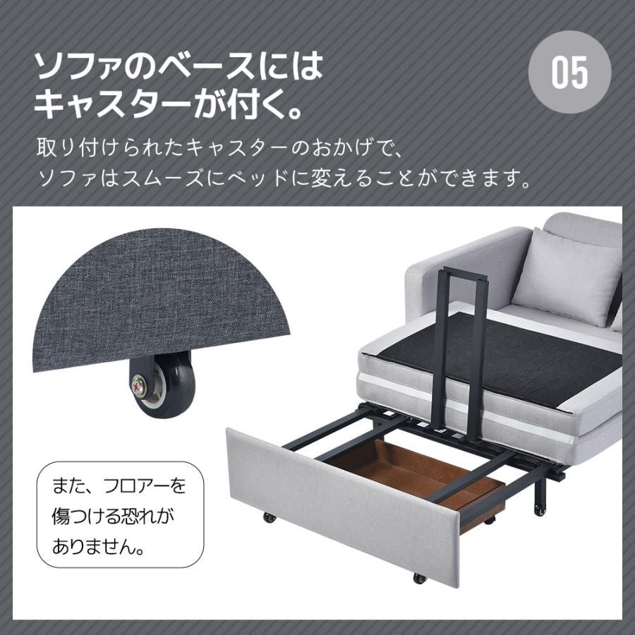 未使用　３WAYソファベッド　２人掛け　２P　クッション２個　グレーファブリック 未使用 3WAYソファベッド 2人掛け 2P クッション2個 グレー