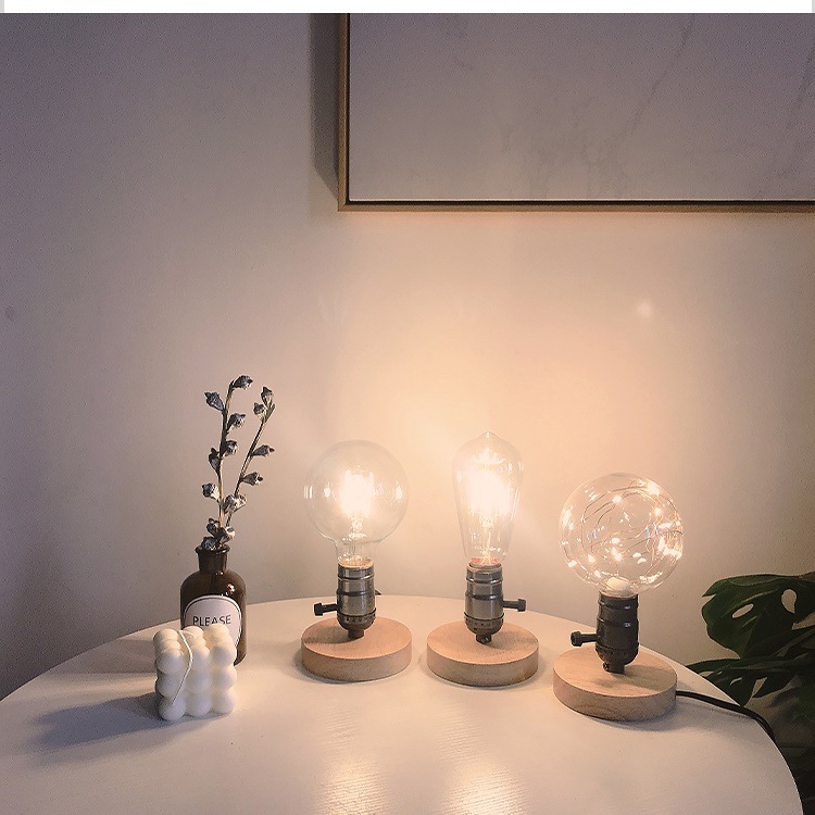 新商品木製 ランプ ブラック 電球ランプ 韓国 間接照明 スタンドランプ 雑貨 ☆新春福袋2021☆ インテリア モダン
