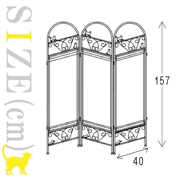 ランキングや新製品 黒猫 宮武製作所 3連 SK-2828 猫のパーテーション
