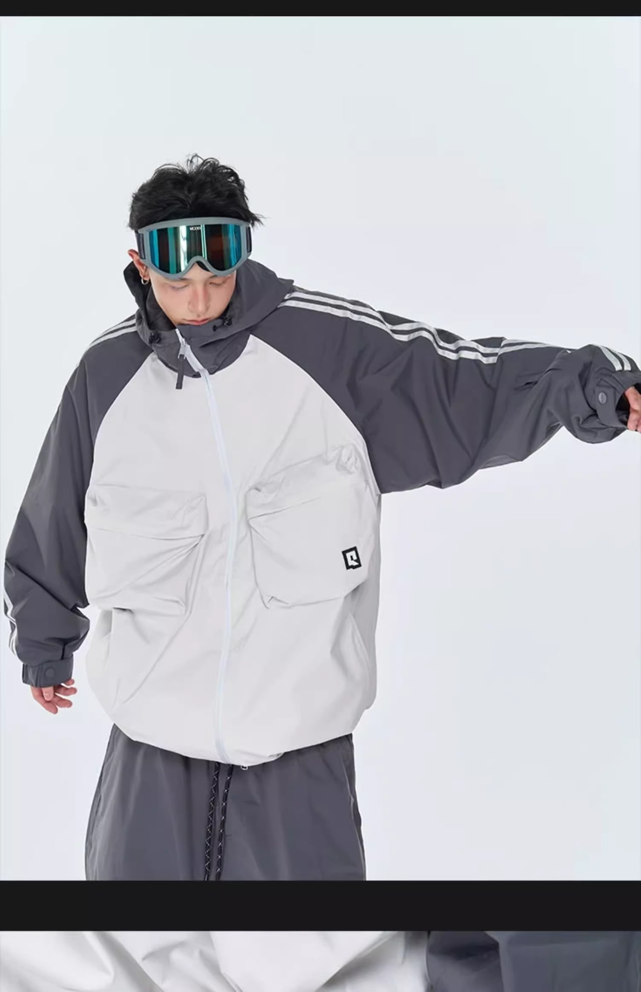 グレー ストライプ スノーボードウェア スノーボードウェア グレー