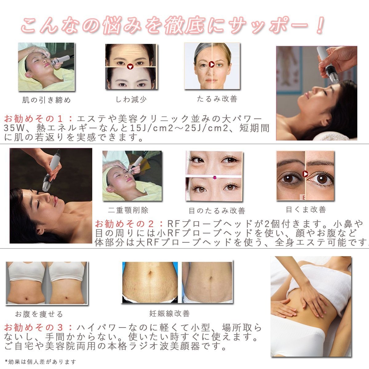 ラジオ波 多機能美顔器 家庭用高周波 RFラジオ波温熱 サーマクール 肌