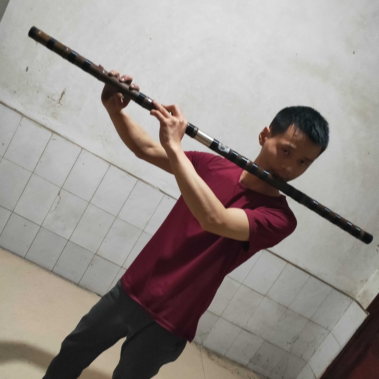 竹笛2set Qoo10] 超長い竹笛 紫竹 2つのセクション 中国