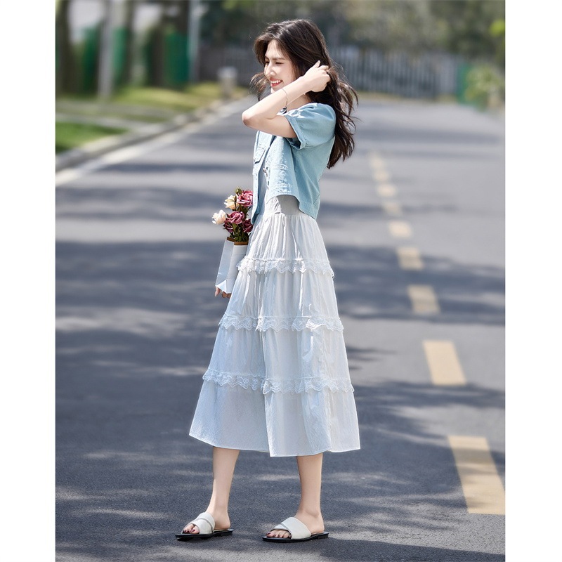 ポケット ラウンドネック レギュラーカラー セットアップ [ブルー