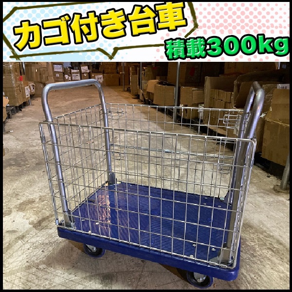 カゴ台車 メッシュ台車 両袖金網付 運搬車 かご付 樹脂台車 300kg 台車 カゴ 折り畳み ショッピング超特価-ssl.daikyogo.or.jp