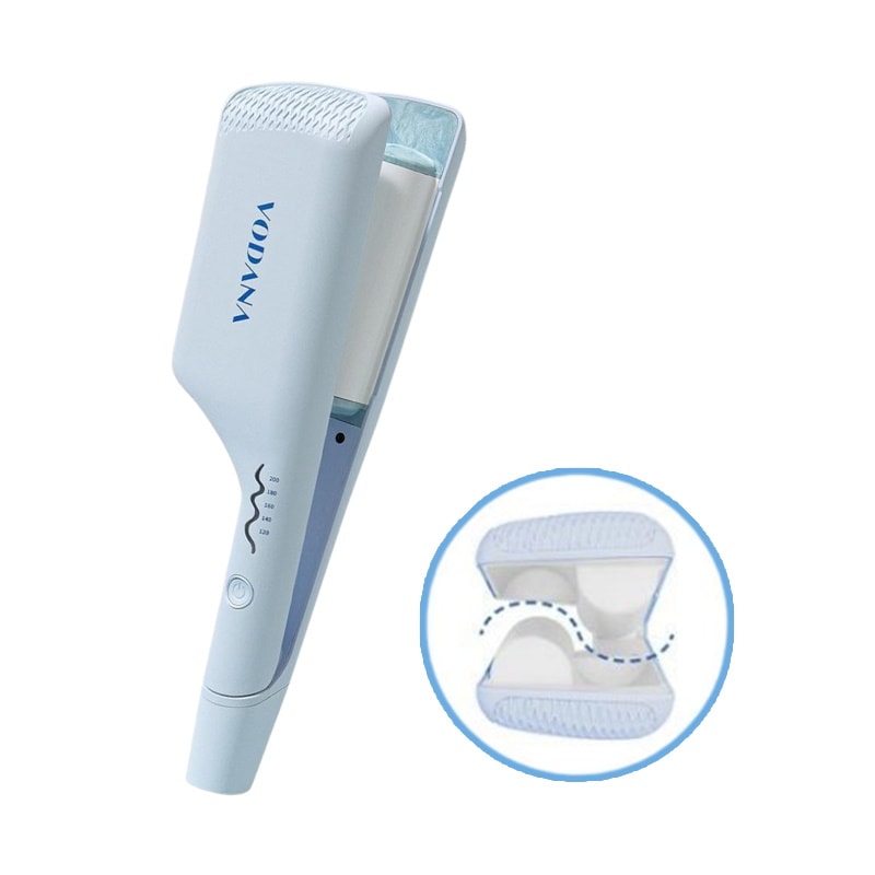 vodanaトリプルフローウェーブアイロン40mm クリーミーブルー - ヘア