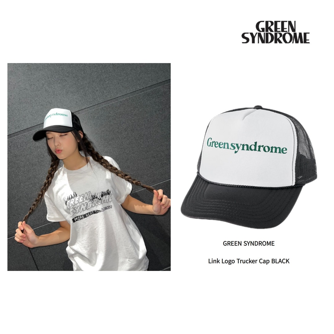 [Newjeans ヘリン着用] グリーンシンドローム link logo truncker cap キャップ帽