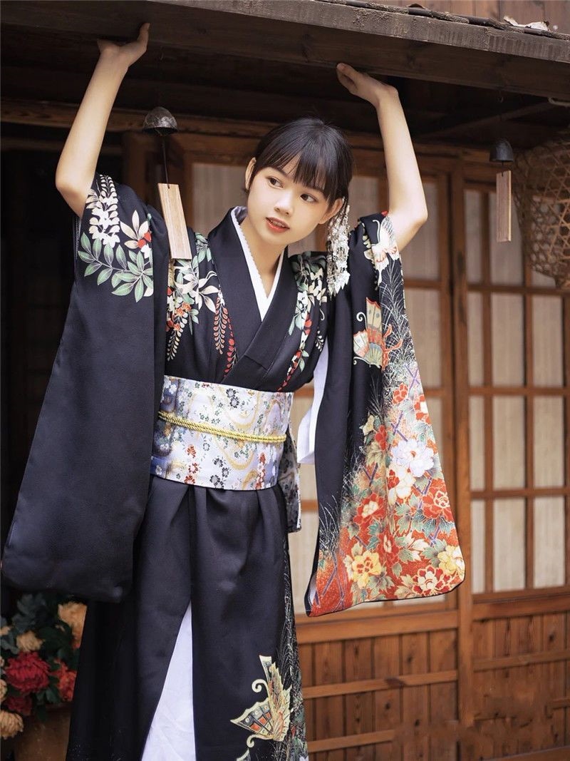 和服女性正装伝統ピンク文芸かわいい復古日本系改良写真神明少女衣装4-