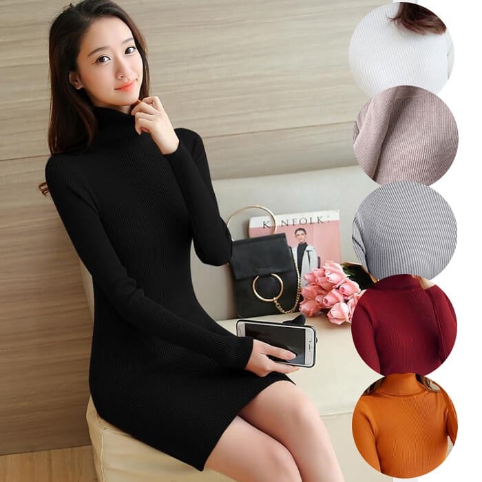 Qoo10] ミニニットワンピース ミニ ワンピース