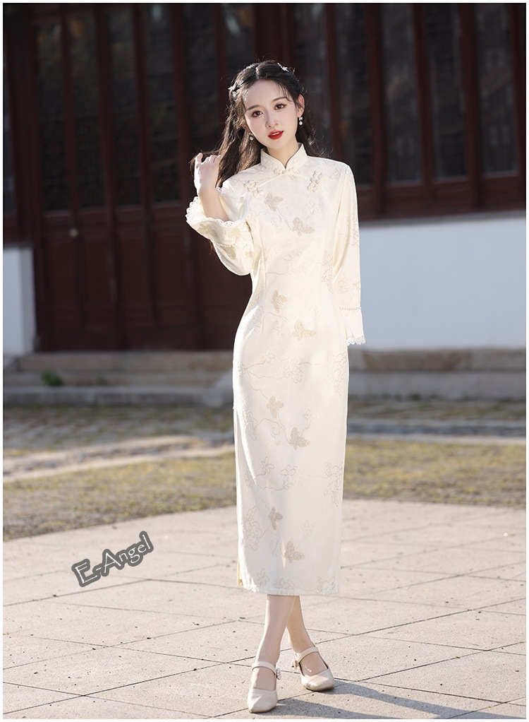 チャイナドレス 袖付き 袖あり 長袖 ロング チャイナ服 チャイナロングドレス 大きいサイズ チャイナ風 ワンピース コスプレ おしゃれ フォマールチャイナワンピース 文化祭 発表会 Qoo10] チャイナドレス ロング 白 長袖 フリル