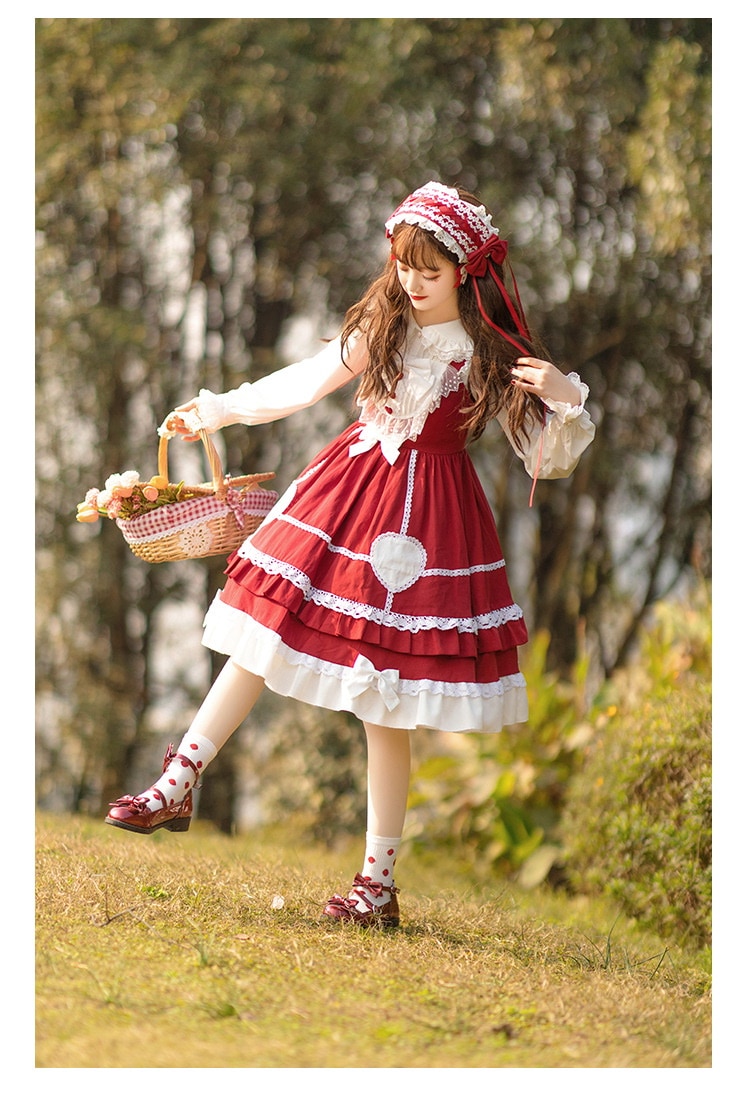 【柴呼呼】いちごポポ 赤 水玉 かわいい ロリータワンピース 豪華4点 甘ロリ 楽天市場】ロリータドレス イチゴ 苺 可愛い ロリータ ワンピース