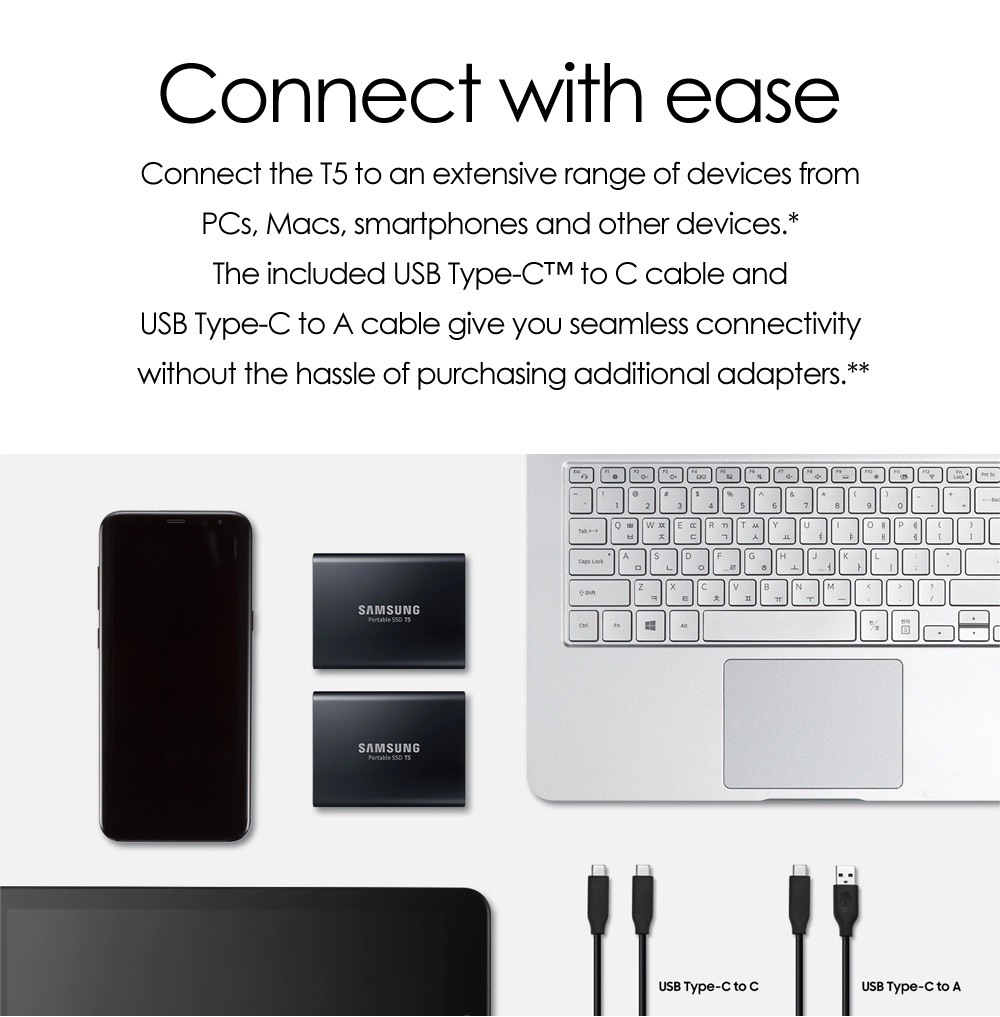 Samsung T5 Portable SSD - 1TB - USB 3.1 External SSD (MU-PA2T0B/AM)/サムスン