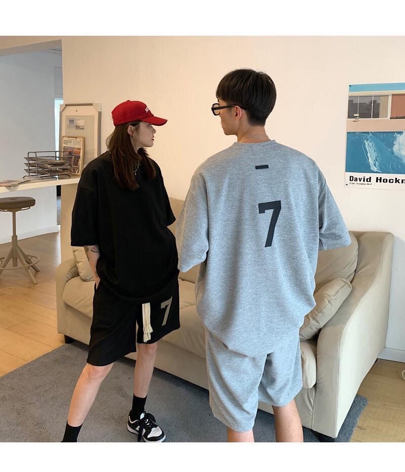 カジュアルスポーツスーツ22夏新型メンズ学院風カジュアルパンツ男女半袖ワッフル2点セット 半袖シャツ 当店だけの限定モデル Www Quartzhotel Mx