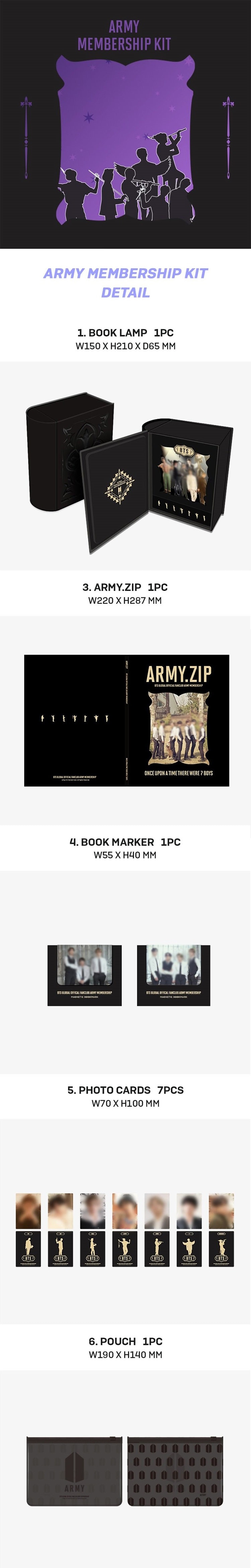 BTS Global Official FANCLUB ARMY 7th Membership Kit : POUCH+BOOK MARKER