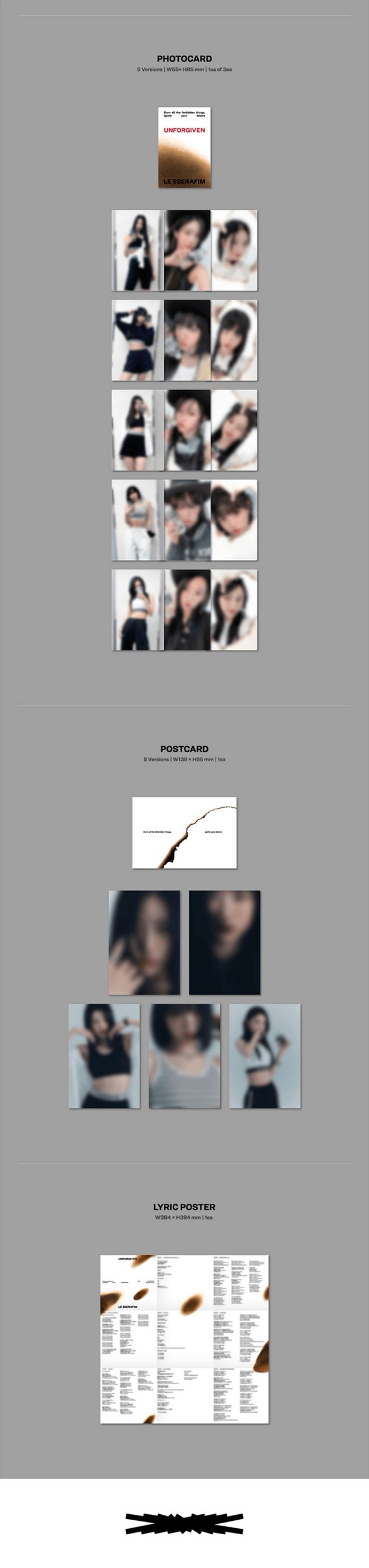 正品] LE SSERAFIM - 1st Studio Album UNFORGIVEN (COMPACT Ver.) Set