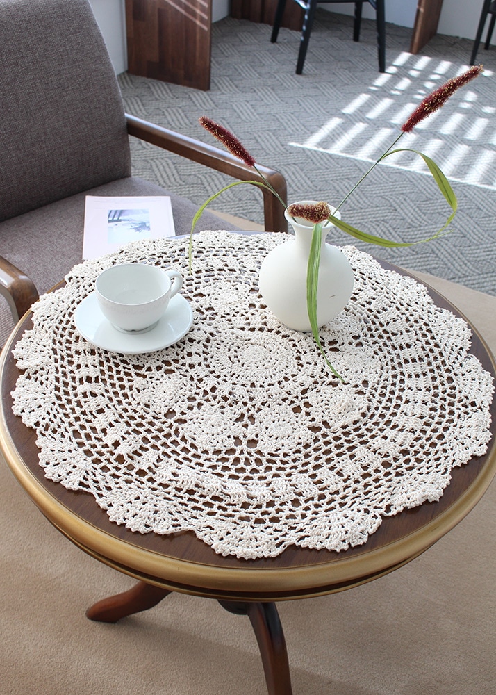 薔薇のお花モチーフ付きドイリー(パステルピンク系)ハンドメイドレース編み 薔薇のお花モチーフ付きドイリー(パステルピンク系)ハンドメイド