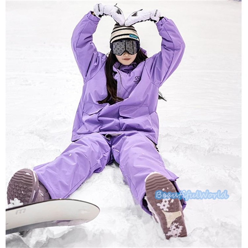レディース　M　スキー　スノーボードウェア　上下セット　パープル　　紫　グレー レディース M スキー スノーボードウェア 上下セット パープル 紫