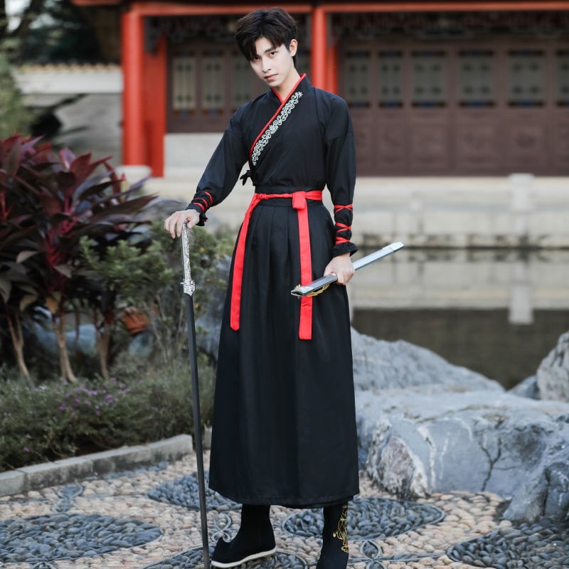 YTDJJWLS 在れ 黒武道横暴漢服メンズブラックスーツ 中国風