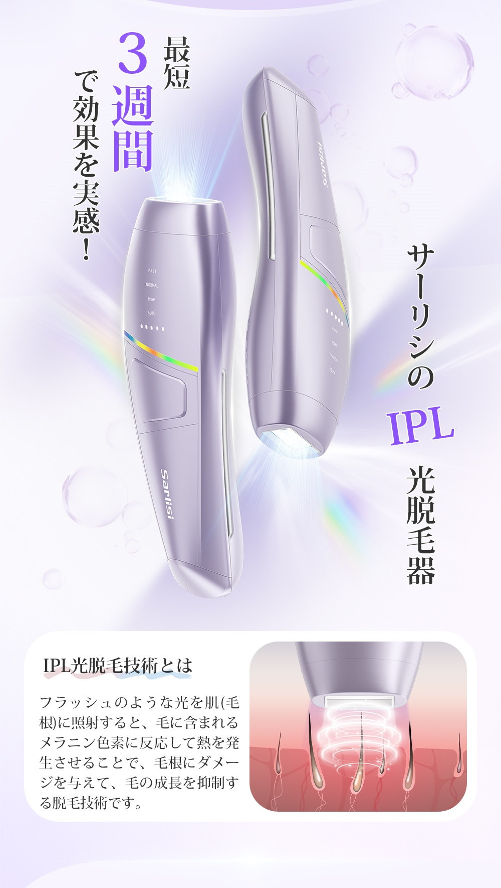 Sarlisi IPL脱毛器 期待込むの新作登場！Sarlisi新IPL脱毛器