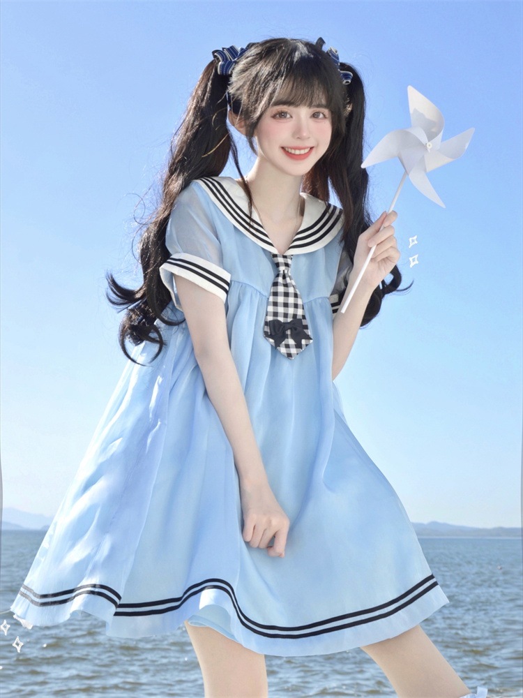 オンラインストア買蔵 可愛い ロリータ ワンピース レディース コスプレ ひざ丈 姫様 ロリータ風 海軍 森ガール系 清純 値下げ情報 Ssl Daikyogo Or Jp